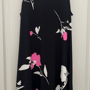 Ralph Lauren Black Dress with vibrant Pink and White Floral Design